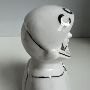 Right side profile of vintage USSR cosmonaut bust in glazed porcelain, Verbilki factory