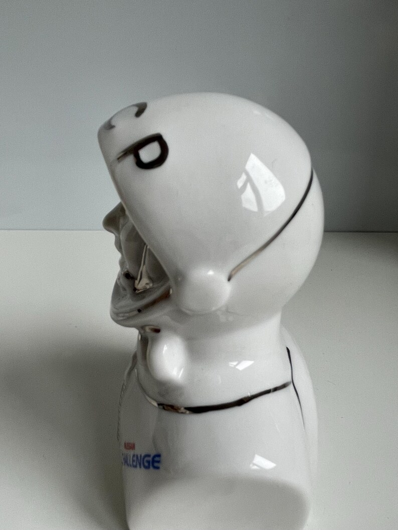 Left side profile of vintage Soviet cosmonaut porcelain bust, Verbilki factory, 1990s