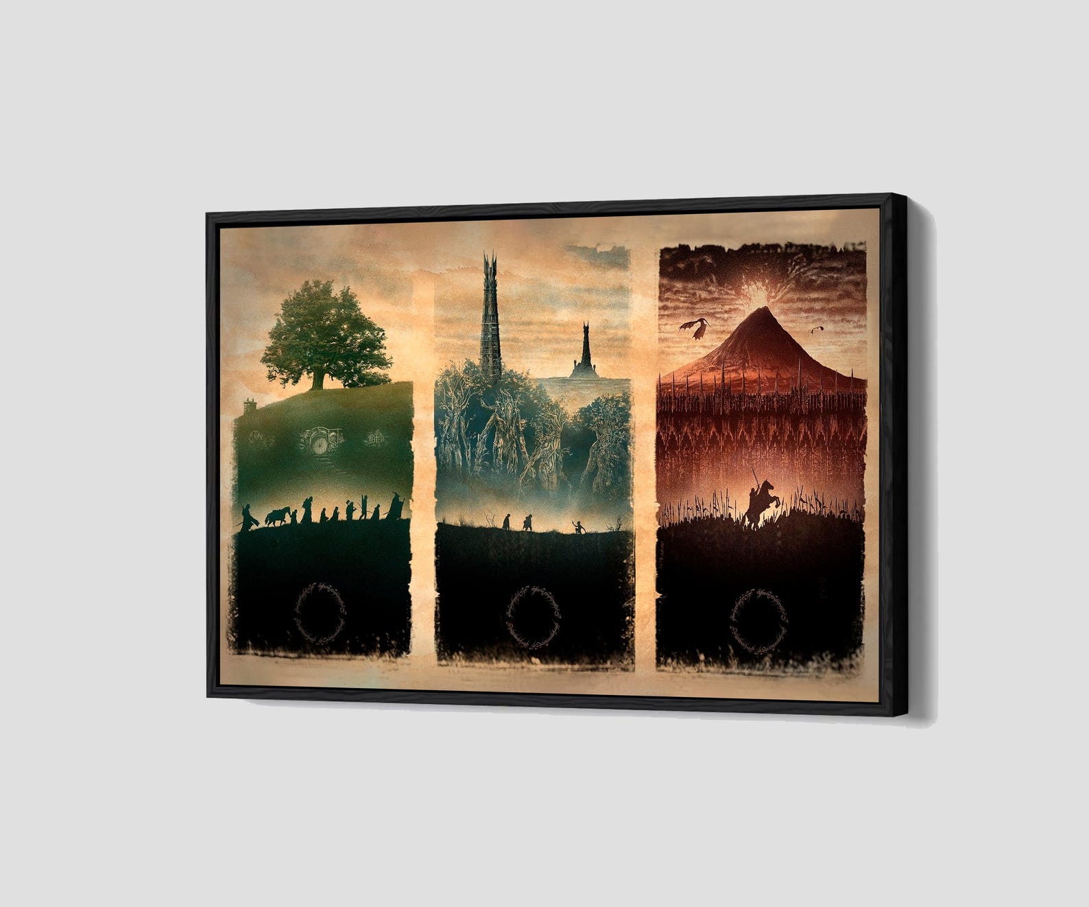 Lord of the Ring Trilogy Poster the Fellowship Canvas LOTR Wall Art ...
