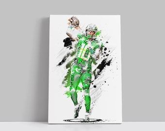 Póster de Bo Nix, Oregon Ducks, lienzo, arte de pared de fútbol americano universitario, jugador de la NFL, impresión en lienzo enmarcada, decoración deportiva para el hogar, A68, regalo de cumpleaños