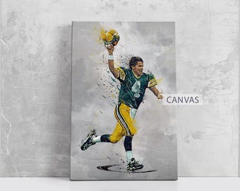 Póster de Brett Favre de los Green Bay Packers, lienzo de fútbol americano, arte de pared, jugador de la NFL, impresión en lienzo enmarcada, decoración deportiva para el hogar, A73, regalo de cumpleaños