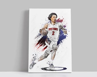 Póster de Cade Cunningham de los Detroit Pistons, lienzo de baloncesto, arte de pared, jugador de la NBA, impresión en lienzo enmarcada, decoración deportiva para el hogar, A81, regalo de cumpleaños