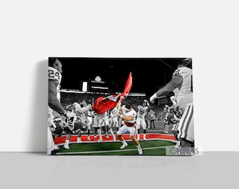 Póster de la bandera de Baker Mayfield Oklahoma Sooners Ohio Lienzo Arte de pared de fútbol NFL Impresión en lienzo enmarcada Obra de arte Decoración del hogar A7 Regalo de cumpleaños