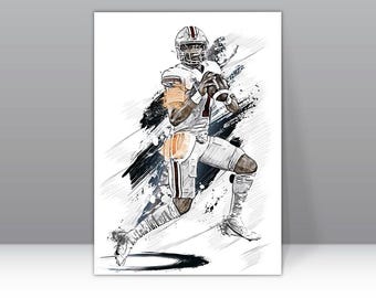 Póster de C.J. Stroud, Houston Texans, lienzo, arte de pared de fútbol americano, jugador de la NFL, impresión en lienzo enmarcada, decoración deportiva para el hogar, regalo de cumpleaños A80