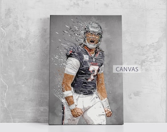 Póster de C.J. Stroud, Houston Texans, lienzo, arte de pared de fútbol americano, jugador de la NFL, impresión en lienzo enmarcada, decoración deportiva para el hogar, A87, regalo de cumpleaños