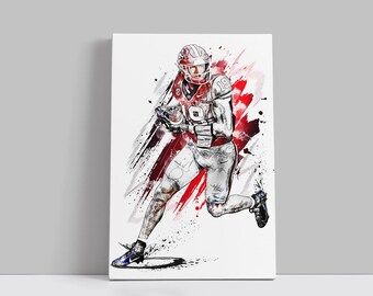 Póster de Brock Bowers, Georgia Bulldogs, lienzo, arte de pared de fútbol americano universitario, jugador de la NFL, impresión en lienzo enmarcada, decoración deportiva para el hogar, regalo de cumpleaños A76