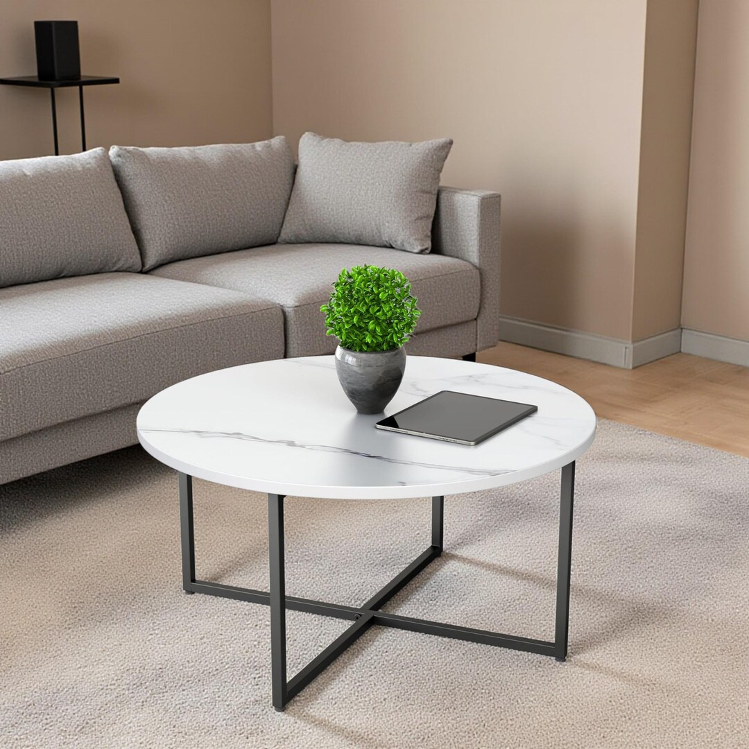 Round Coffee Table – Small Side Table, Wood End Table for Living Room ...