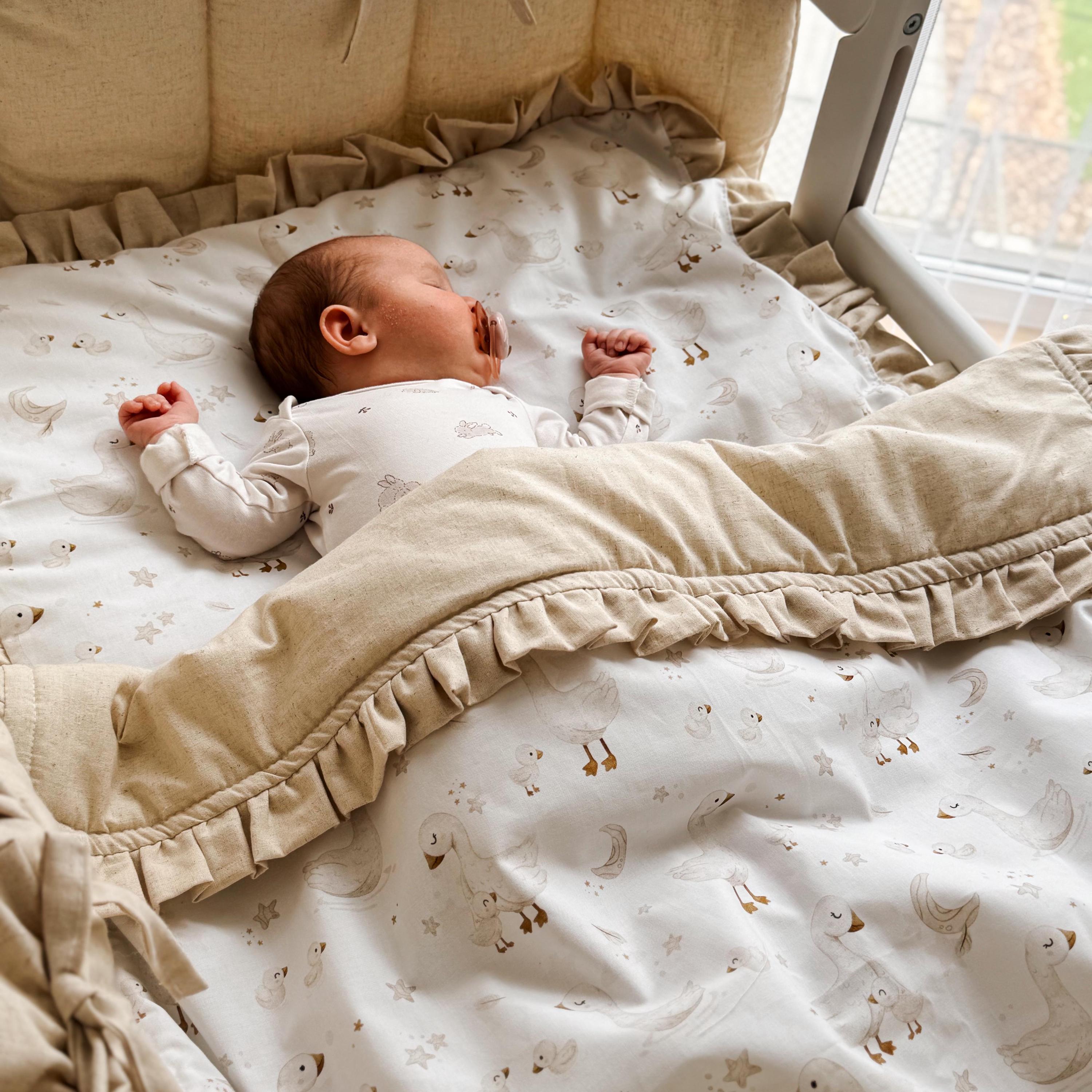 Geese Crib Bedding Set - Neutral Baby Bedding, Cotton Nursery Set With