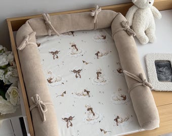 Cambiador para bebés, cambiador para recién nacidos, colchón cambiador de algodón, cambiador para guardería, alfombra para bebé con estampado de gansos, regalo personalizado para bebé