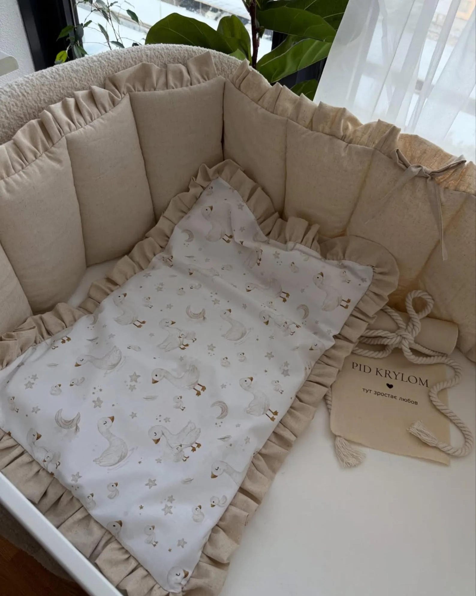 Geese Crib Bedding Set - Neutral Baby Bedding, Cotton Nursery Set With