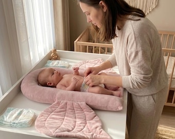 Alfombra de bebé rosa personalizada – Cambiador de algodón natural, regalo para baby shower