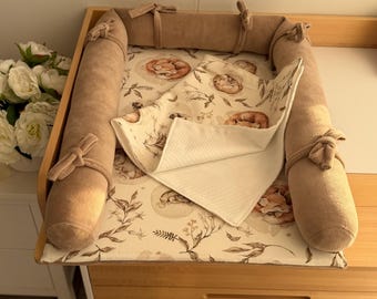 Juego de cambiador premium para bebé con 2 cestas de almacenamiento, organizador de terciopelo para habitación infantil, regalo para baby shower, cambiador blanco.
