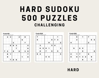 500 Hard Sudoku Puzzles – Printable Sudoku PDF with 3 Print Layouts (Challenging Brain Games)