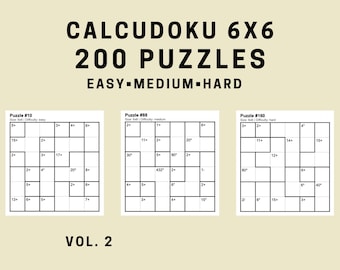 Matematikpussel 6x6 – 200 utskrivbara kalkylpussel i PDF-format (lätt till svårt) Vol. 2