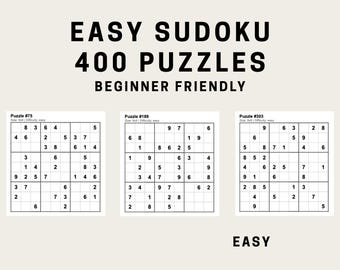 400 Easy Sudoku Puzzles – Printable Sudoku PDF with 3 Print Layouts (Beginner Friendly)