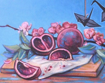 Blood Orange Still Life, Original Oil Painting, Fine Art, Fruit Artwork