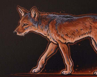 Coyote Art, Giclée Print, Canine Artwork, Dog Art, Stretched Canvas 11x14"