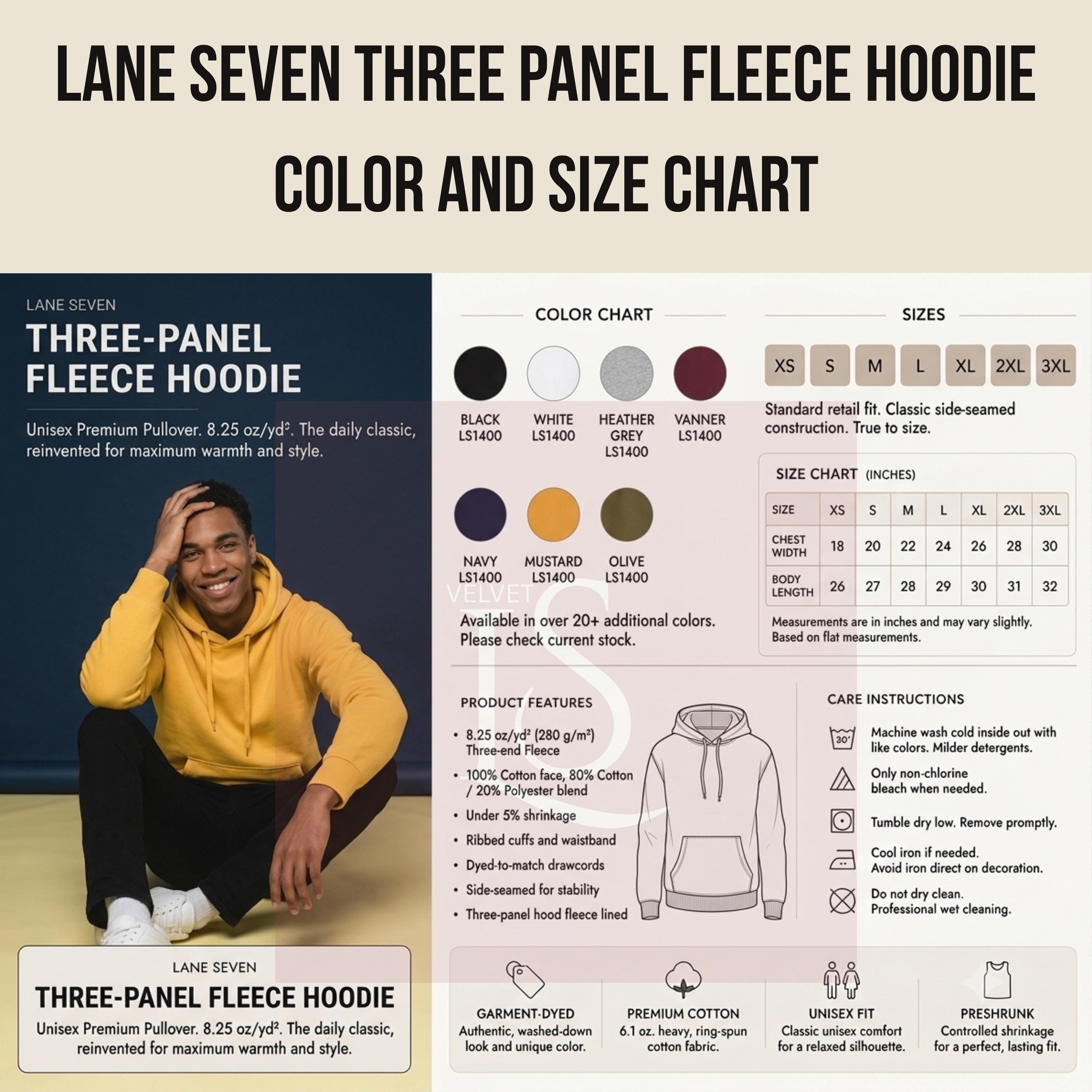 Lane Seven Hoodie Size Guide - Etsy