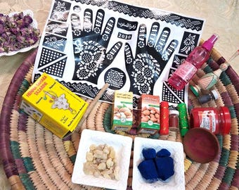 Moroccan Beauty Ritual Box: Henna, Aker Fassi, Blue Nila, Louban Skincare Set