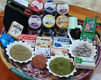 Auténtico set de spa hammam marroquí / Ritual de baño de 15 piezas, Savon Beldi, arcilla Ghassoul, guante Kessa