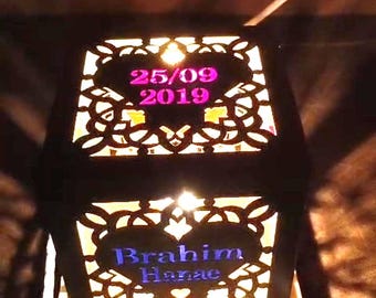 Custom Engraved Copper Wedding Lamp, Personalized Anniversary Night Light, Handcrafted Keepsake Lantern