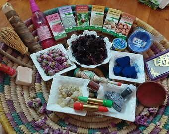 Authentische marokkanische Beauty Box – Blauer Nila, Aker Fassi, Berberöle, Self-Care Spa Geschenk