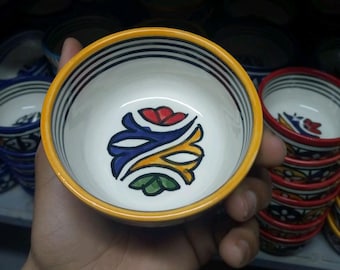 Juego de 3 cuencos de cerámica marroquí hechos a mano, decoración étnica para la cocina.