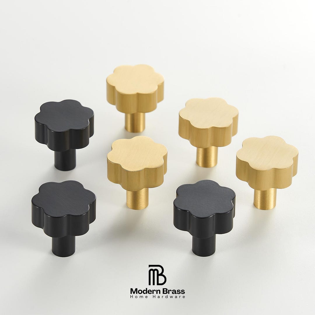 Solid Brass Cloud Cabinet Knobs, Modern Drawer Handles, Knurled Texture ...