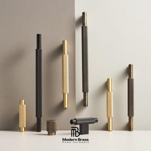 Geometric gold drawer knob with clean lines and a modern, minimalist silhouette for furniture upcycles.