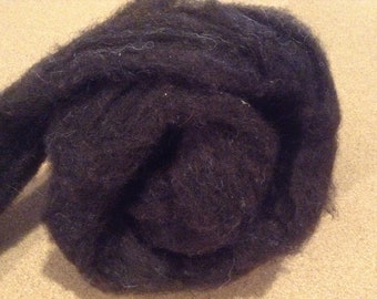 Jacob, black CARDED SLIVER, 100 grams - great for spinning and felting - Hearthside Fibers