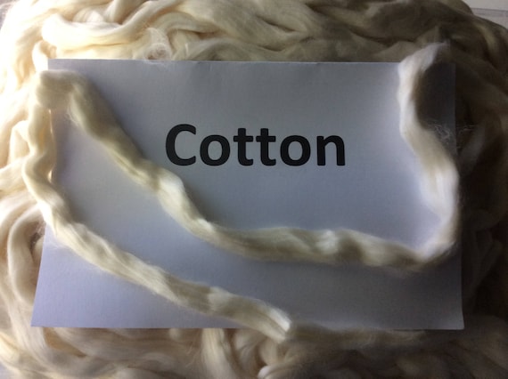 Cotton roving, natural cotton top - 100 grams plant based fiber, great vegan spinning fiber