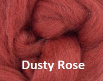 Dyed Merino Top, Solid Dusty Rose color, 23 micron, 100 grams, Great for felting, spinning and weaving