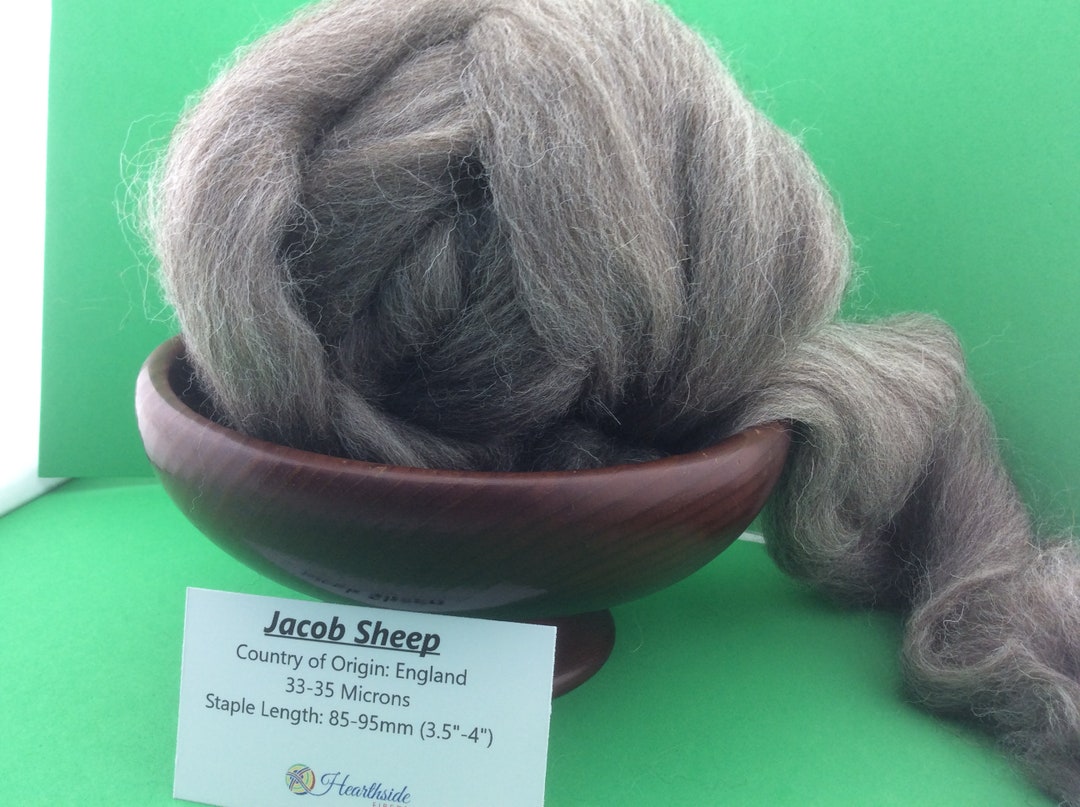 Jacob Fiber Jacob Roving, Grey Jacob Top, 100 Grams, Great for Spinning, Felting ...