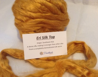 Eri Red Silk Roving, 100grams of silk top, great for spinning