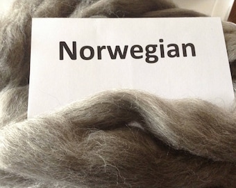 Norwegian, grey roving, Gray Norwegian top, 100 grams of natural wool fiber, great for spinning and felting