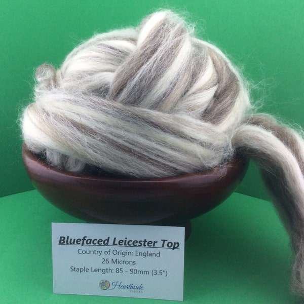 Blue Faced Leicester Roving, Mixed BFL Top, 100 grams humbug roving, fun to spin