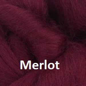 Dyed Merino Top, Solid Merlot color, 23 micron, 100 grams, Great for felting, spinning and weaving