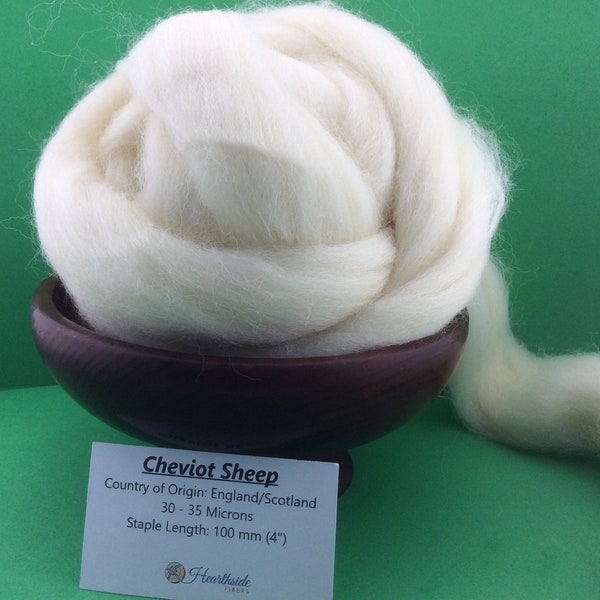 Cheviot Roving Cheviot top great for spinning, dyeing or felting, 100 grams