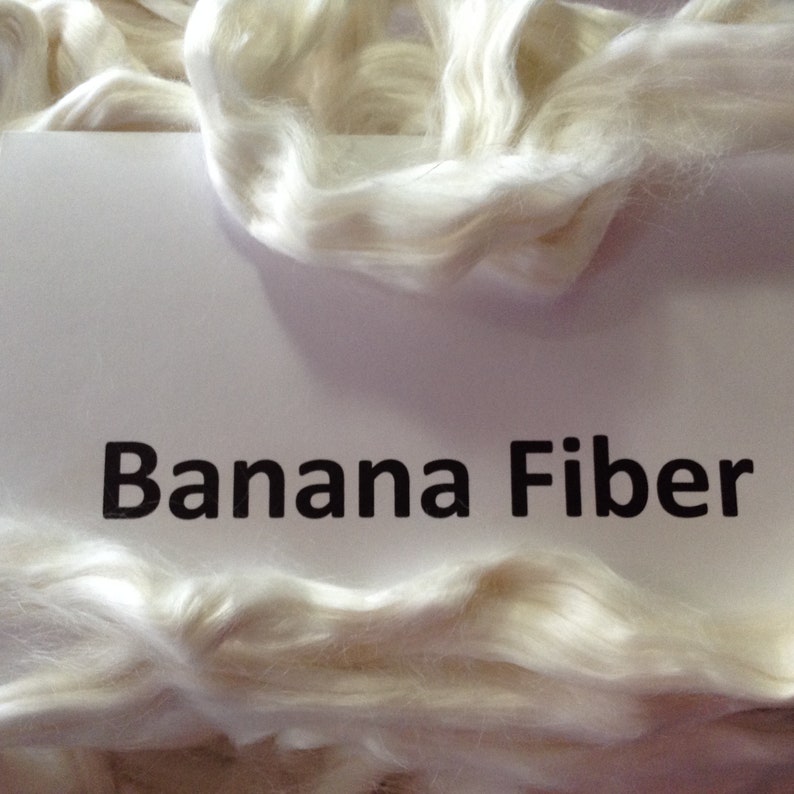 Banana fiber Roving, Banana Top, 100 grams, great for spinning, from the banana plant, a natural plant based fiber, a vegan fiber image 1