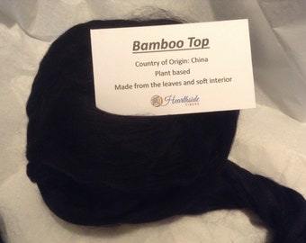 Black Bamboo roving, black bamboo top - 100 grams of plant based fiber, great vegan spinning fiber