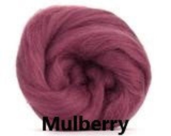 Dyed Corriedale Roving, dyed Top in the color Mulberry, Great for spinning, felting or weaving, 100 grams of fiber