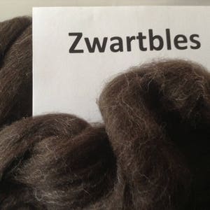 Zwartbles roving, black wool top, great for spinning or felting, natural colored roving from the netherlands, dutch breed of sheep