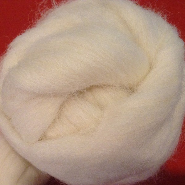 Exmoor Horn Roving, Top, 100 grams, great for spinning, felting and dyeing.  Rare British Breed