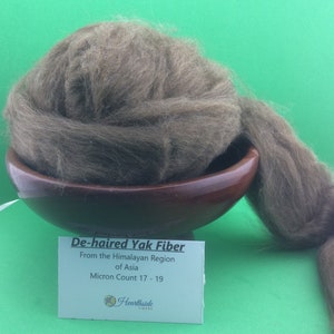 Yak Roving, De-Haired Yak Top, Beautiful brown fiber from the Yak known for its softness and warmth, great for spinning or weaving.