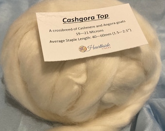 Cashgora Roving, Natural White Cashgora Top, Super luxury fiber for spinning or dyeing, very soft