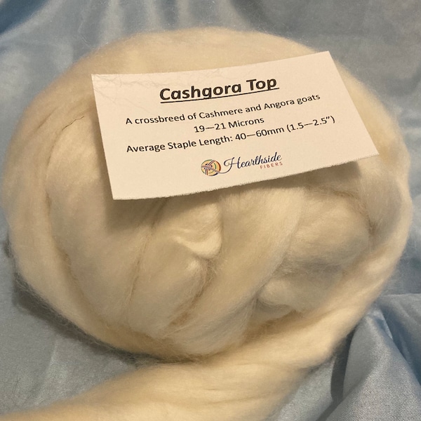 Cashgora Roving, Natural White Cashgora Top, Super luxury fiber for spinning or dyeing, very soft