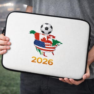 Soccer Laptop Sleeve 13” & 15” – Football Fan Neoprene Case, 2026 Sports Gift, Travel Tech Sleeve