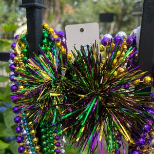 Mardi Gras Firework Tinsel Dangle Earrings