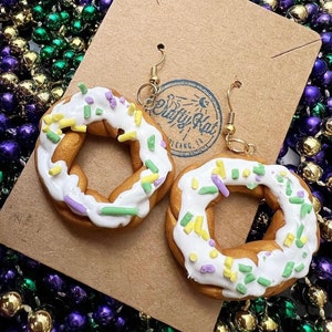Mardi Gras King Cake Clay Earrings