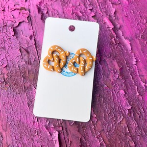 German Pretzel Stud Clay Earrings